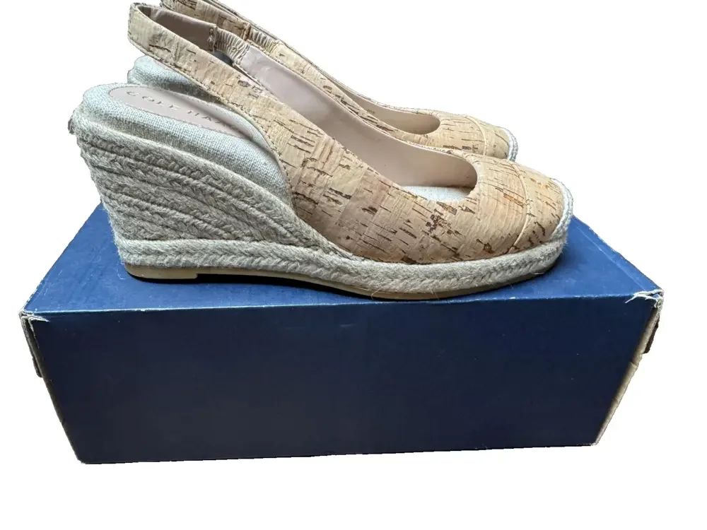 Cole Haan Shoes Womens Size 5.5 Cork Espadrille Wedge Slingback Sandals W28124